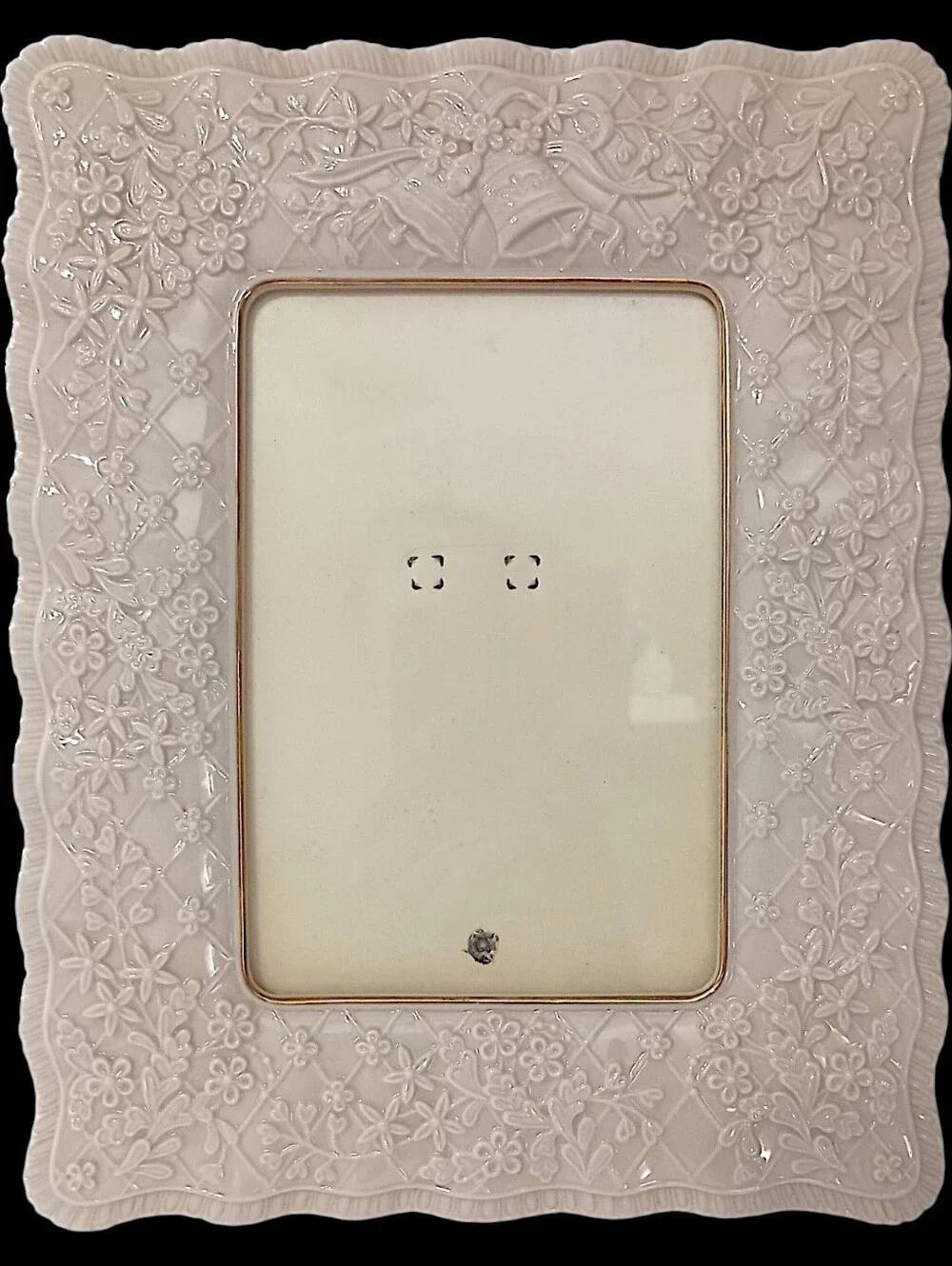 Lenox Porcelain Photo Picture‎ Frame Wedding Promises 5x7 Floral Vintage Bridal